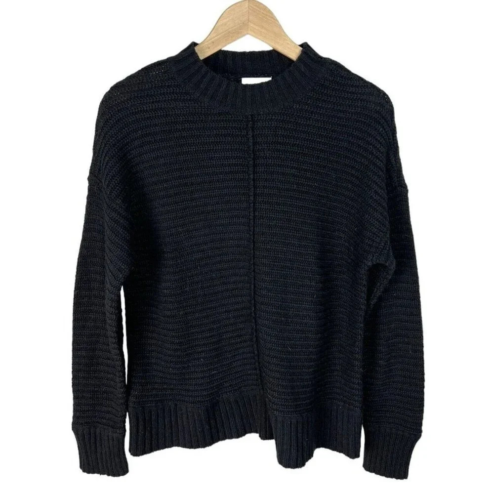 Jacqueline de Young Black Joycrave Long Sleeve Pullover Size Medium Acrylic Wms